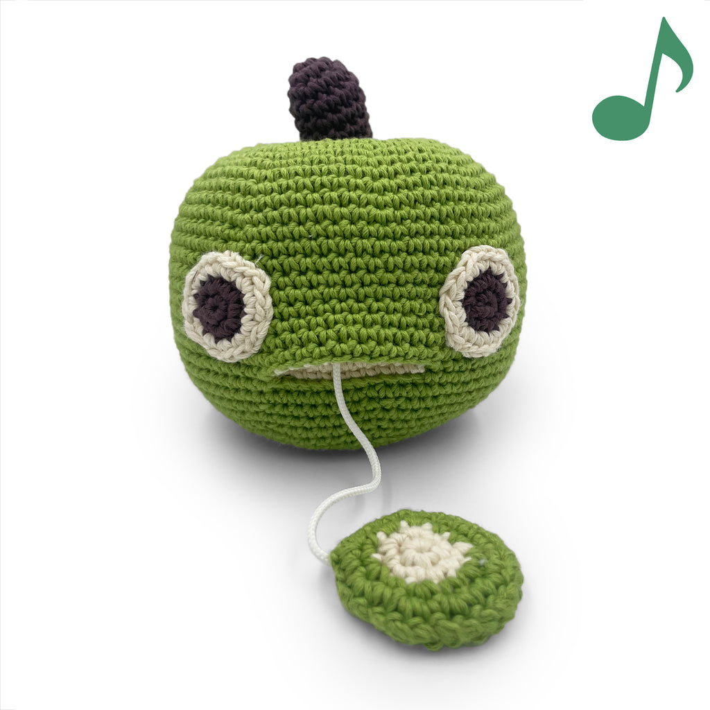 boite musique pour bébé en crochet pomme