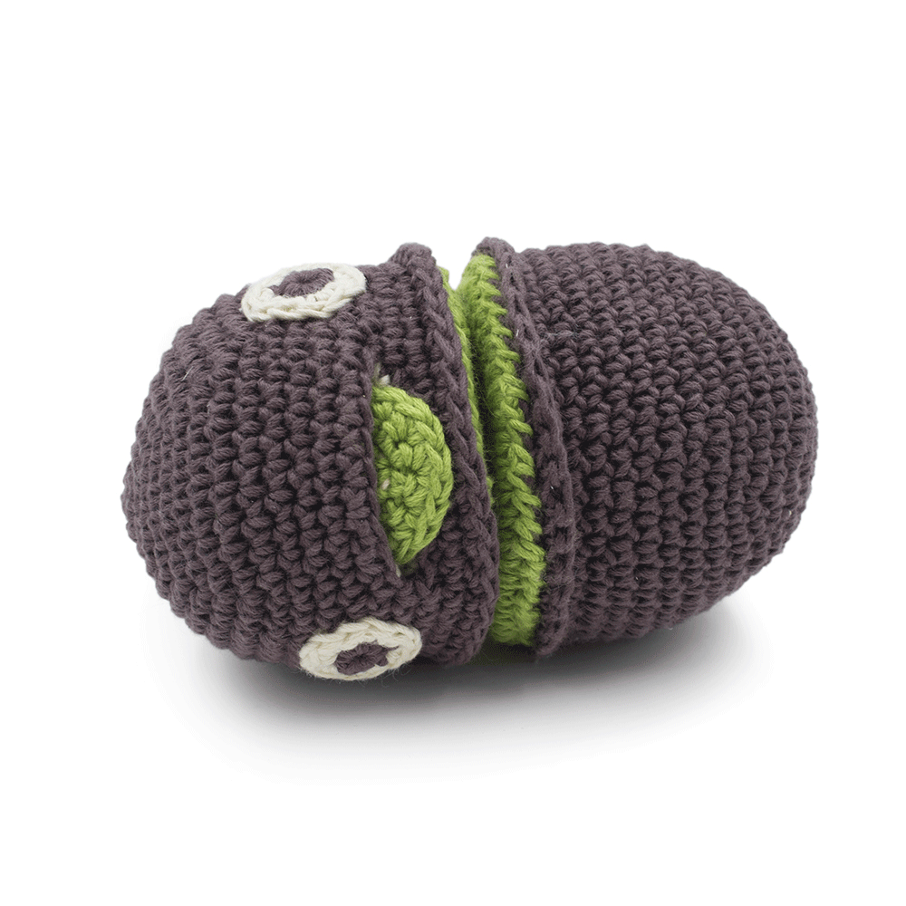 jouet apaisant pour bébé en crochet kiwi