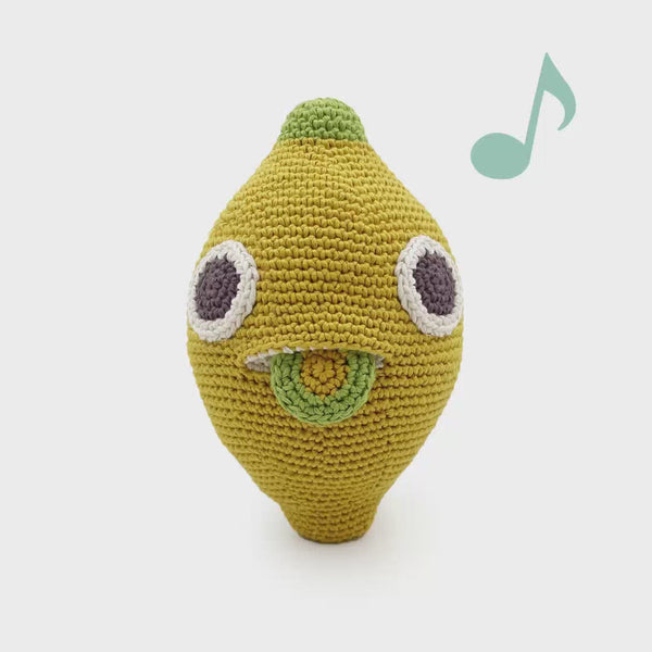 boite musique pour bébé en crochet citron