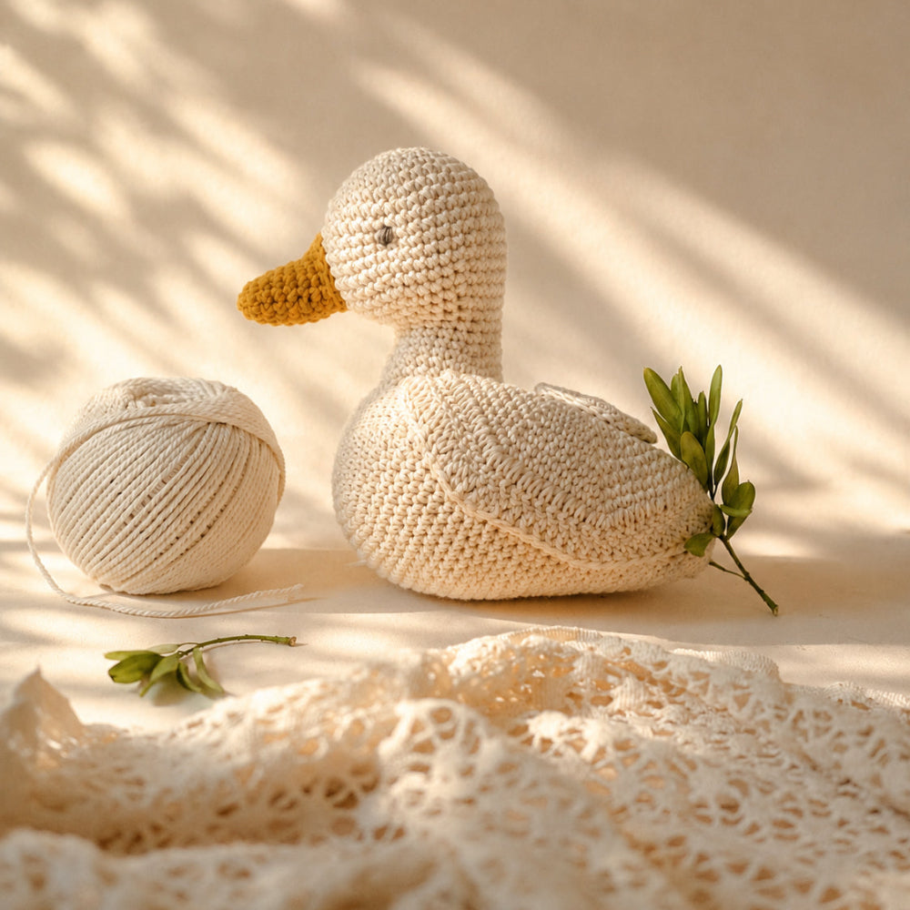 Boite à Musique Canard en crochet 100% coton bio