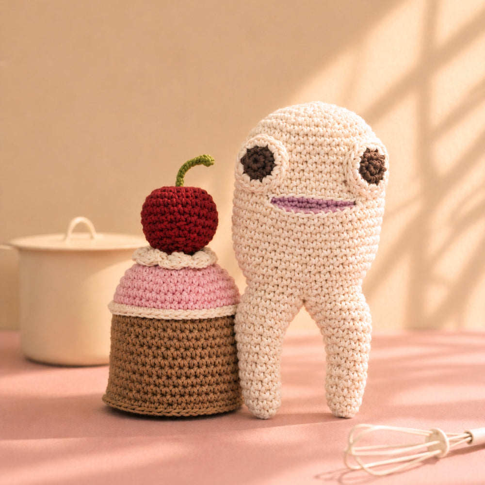 coffret cadeau pour bébé hochet gateau et dent en crochet en situation