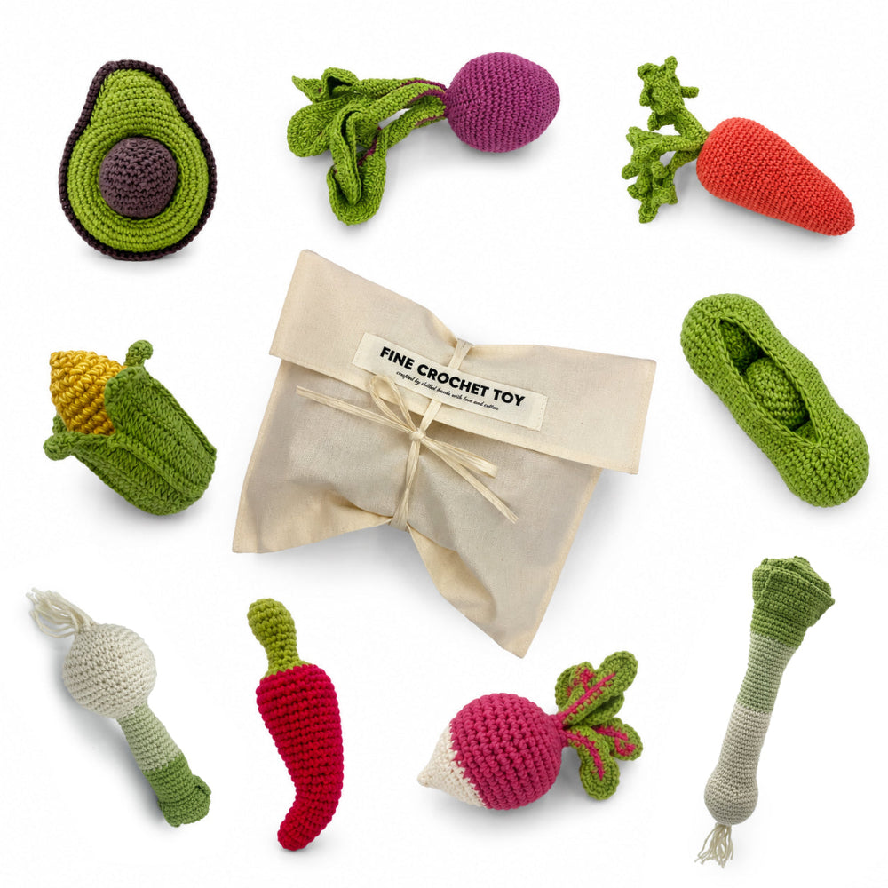 coffret cadeau legumes en crochet pour bebe 