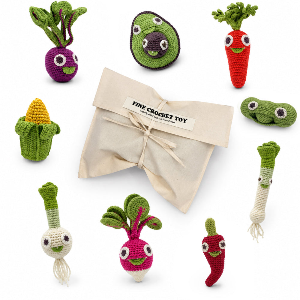 coffret cadeau legumes en crochet pour bebe 