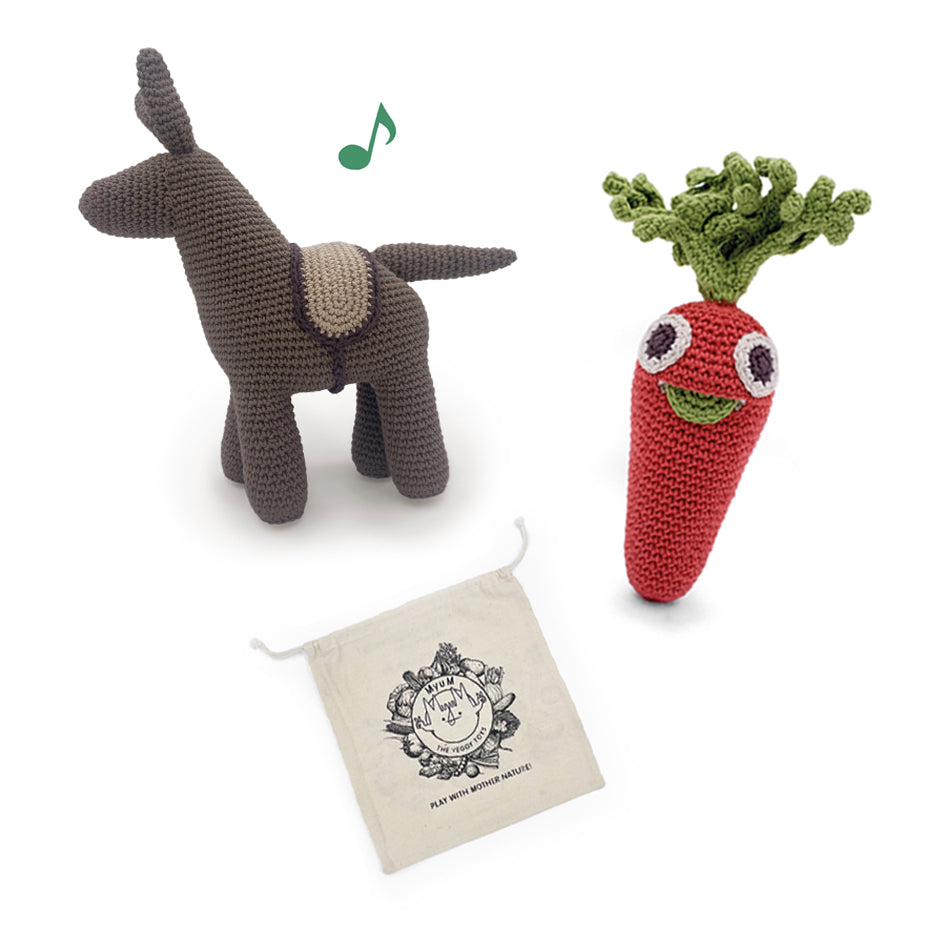 Gift Box Donkey Music Box & Carrot Rattle  🥕👀🐰🫏