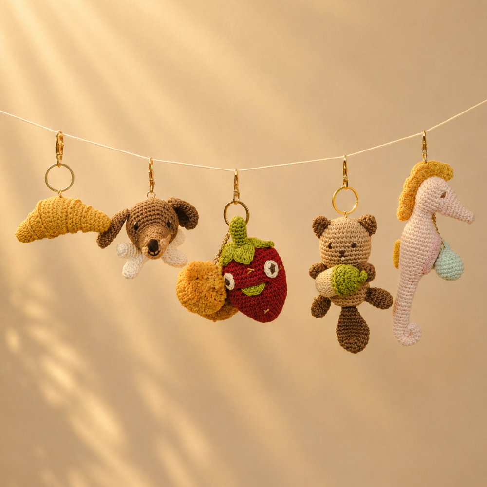 coffret accessoire de sac charm en crochet en situation