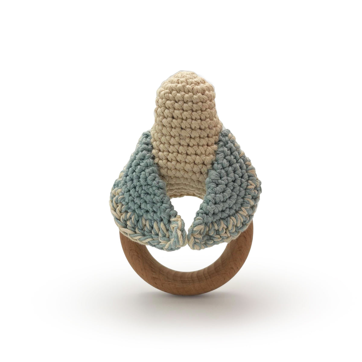 Teether Mésange Bleue en crochet 100% coton bio