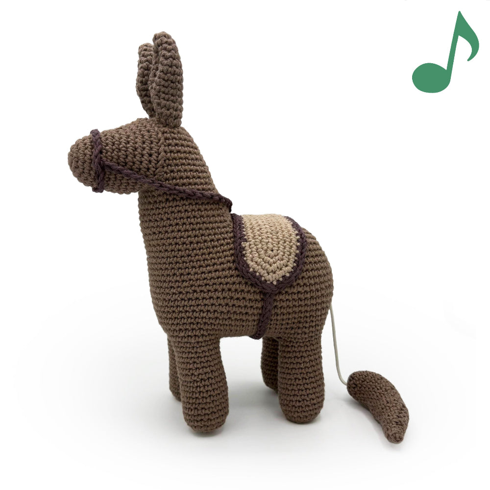 Boite à musique âne en coton bio crocheté – MYUM