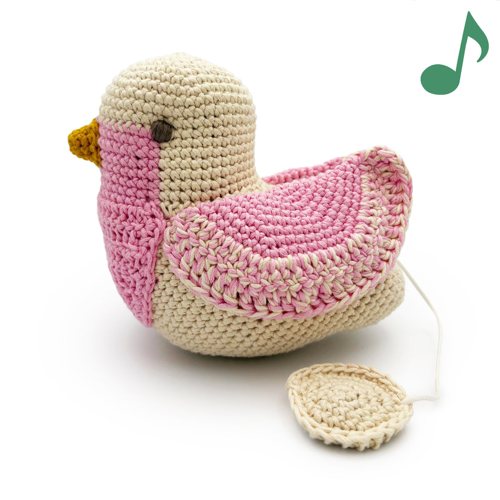 Pink Chickadee Music Box 100% organic cotton