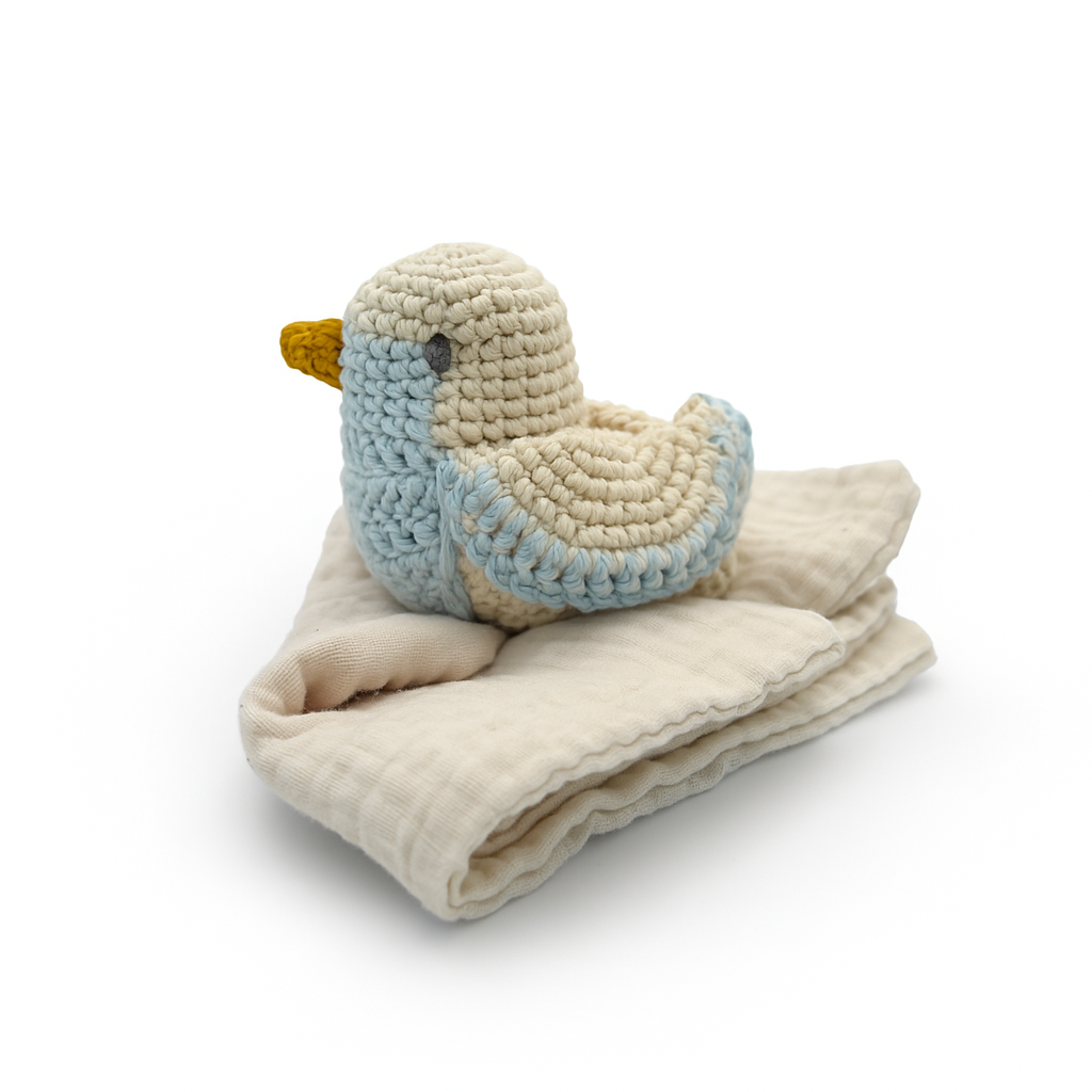 Blue Chickadee Lovie 100% organic cotton
