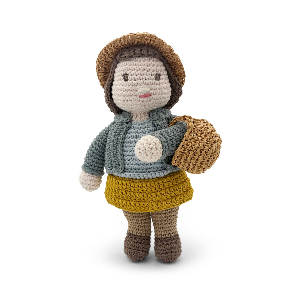 Coffret Jeanne Dujardin et sa récolte 👩🏻‍🌾 poupée et peluches en crochet 100% coton bio