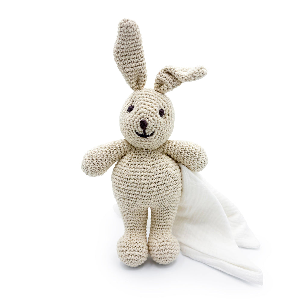 Doudou peluche lapin en coton bio crocheté – MYUM