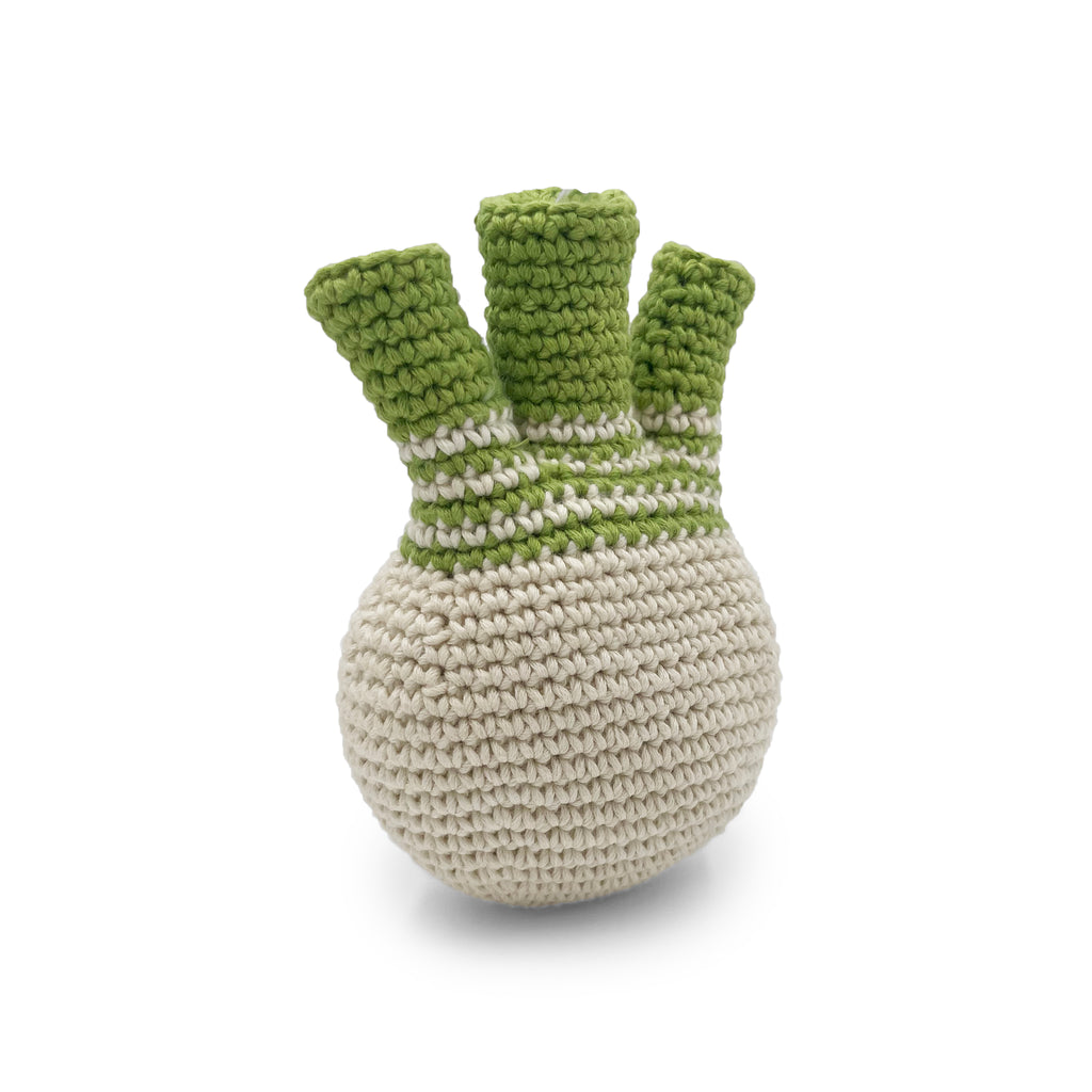 hochet pour bébé en crochet fenouil