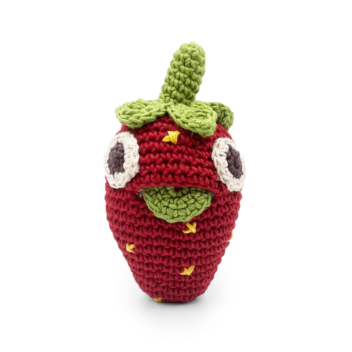 hochet pour bébé en crochet nellie la fraise