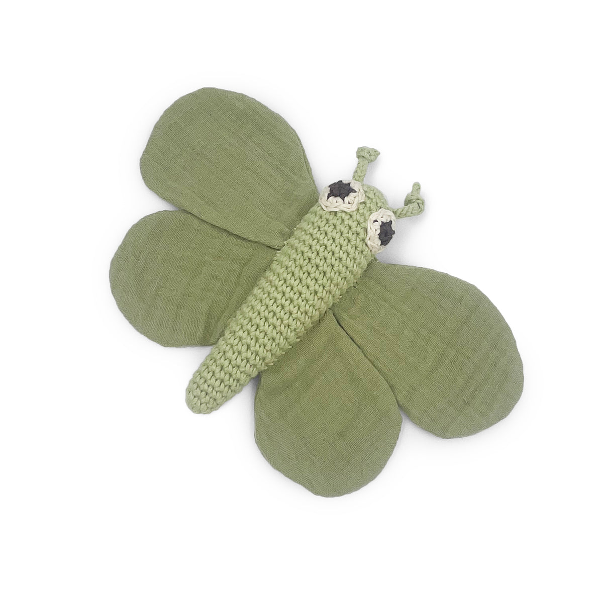 hochet pour bébé en crochet papillon vert