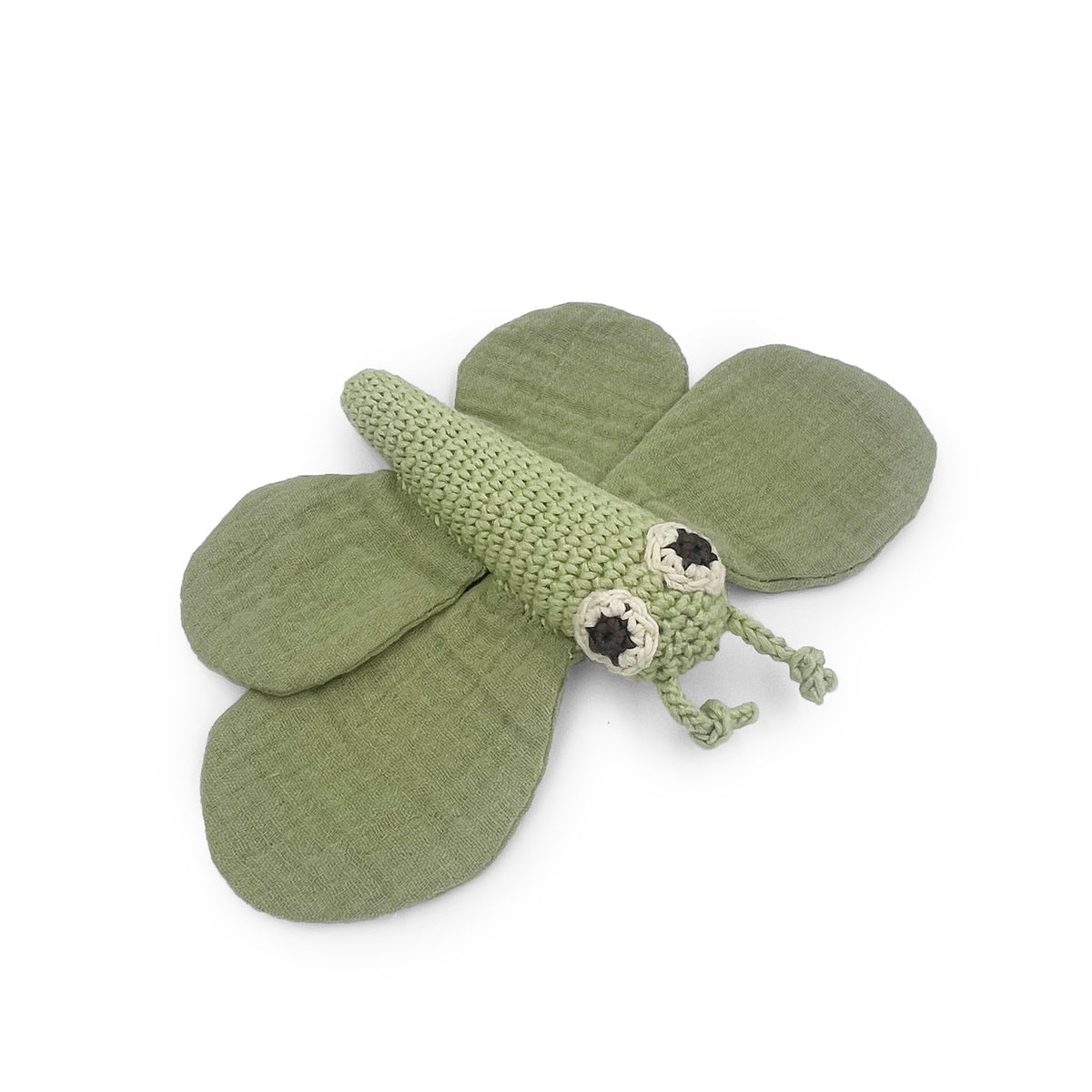 hochet pour bébé en crochet papillon vert