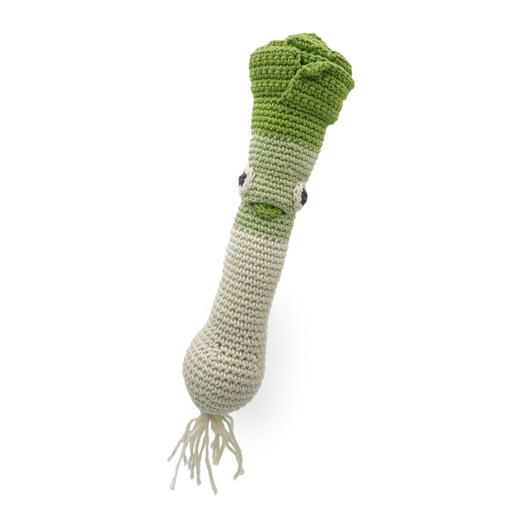 hochet pour bébé en crochet hercule poireau