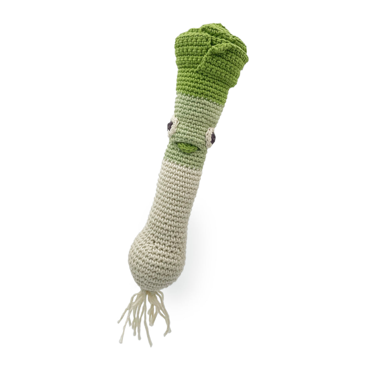 hochet pour bébé en crochet hercule poireau
