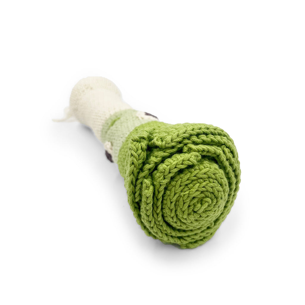 hochet pour bébé en crochet hercule poireau