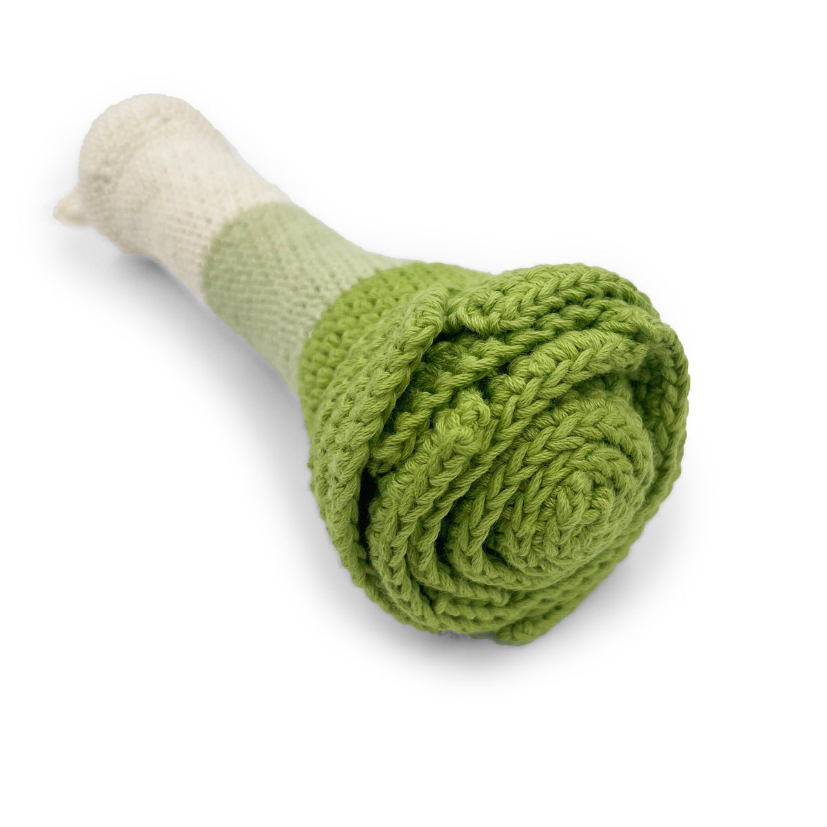 hochet pour bébé en crochet poireau