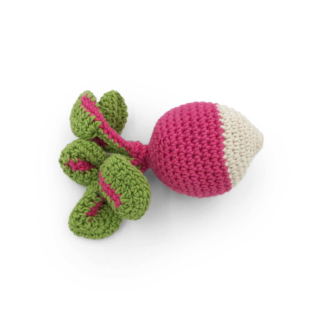 hochet pour bébé en crochet radis