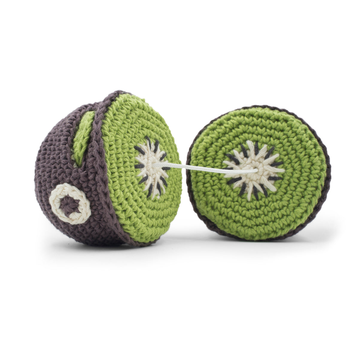 jouet apaisant pour bébé en crochet kiwi