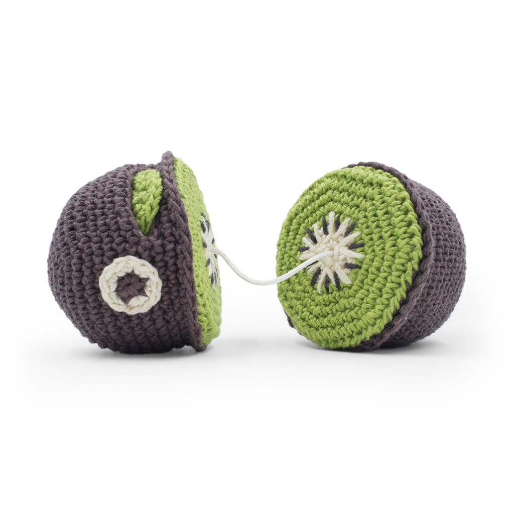 jouet apaisant pour bébé en crochet kiwi