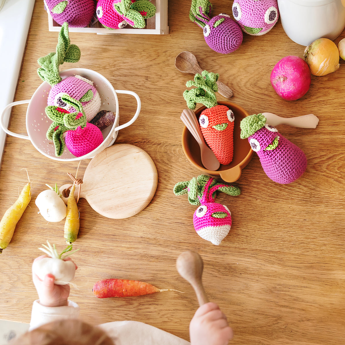 Radish Rattle 100% organic cotton