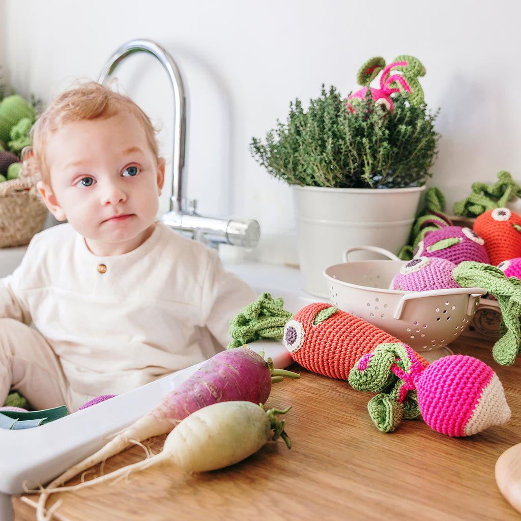 Radish Rattle 100% organic cotton