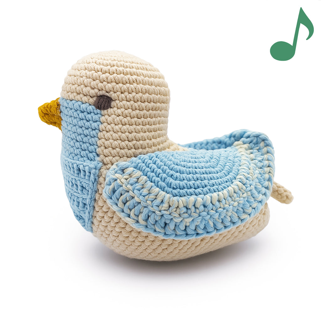 Blue Chickadee Music Box 100% organic cotton