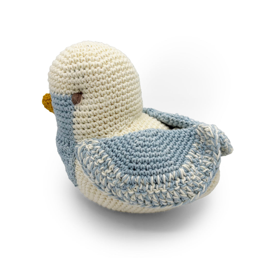 Boite à Musique Mésange Bleue en crochet 100% coton bio