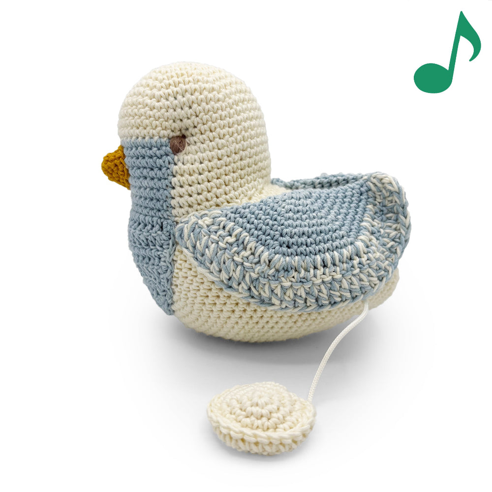 Boite à Musique Mésange Bleue en crochet 100% coton bio