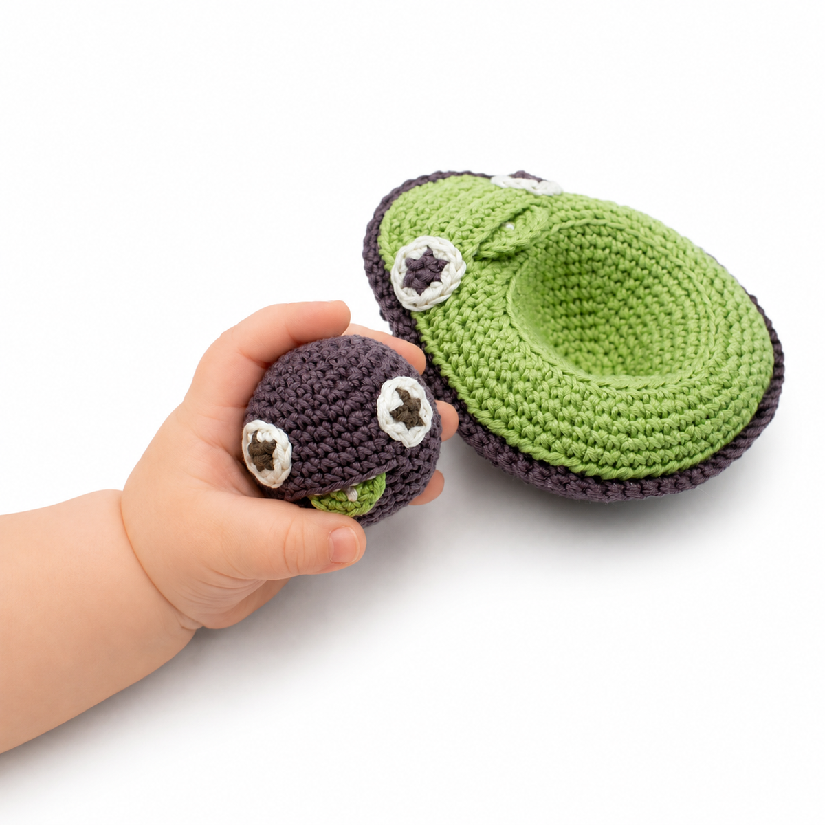 Hochet Avocat en crochet 100% coton bio