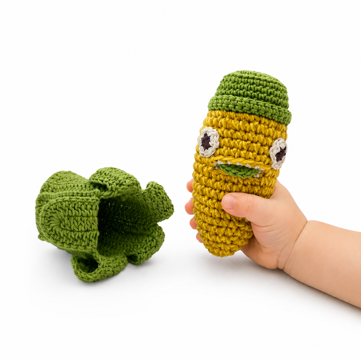 Hochet Maïs en crochet 100% coton bio