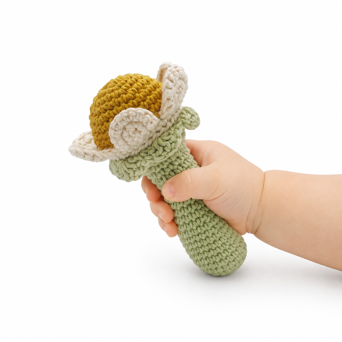 Hochet Fleur en crochet 100% coton bio