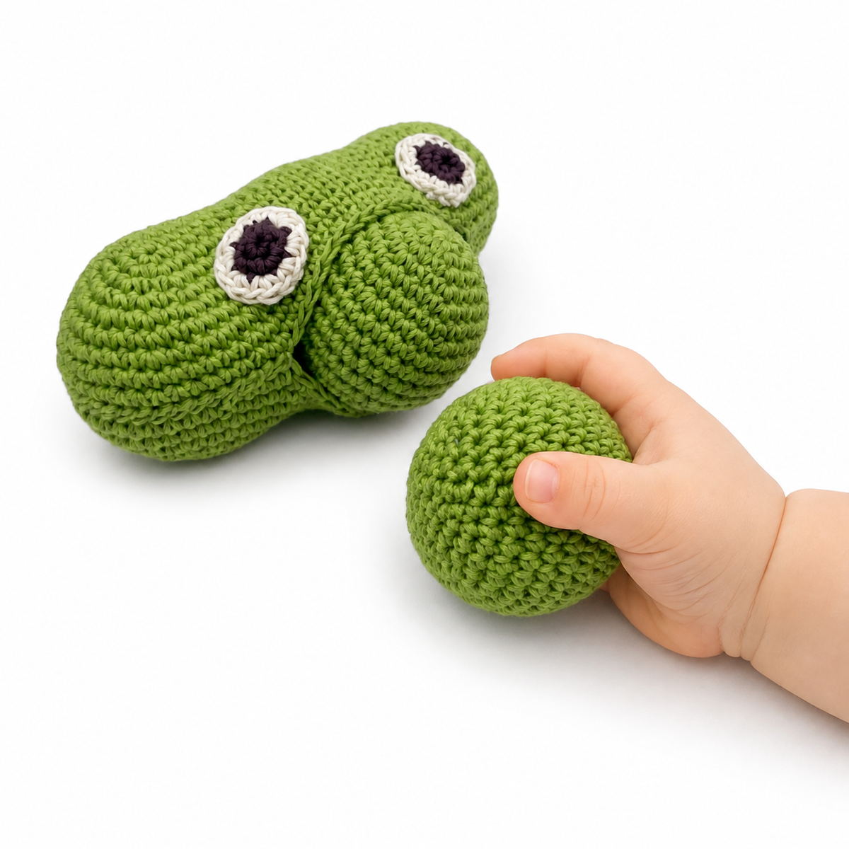 Hochet Petit Pois en crochet 100% coton bio