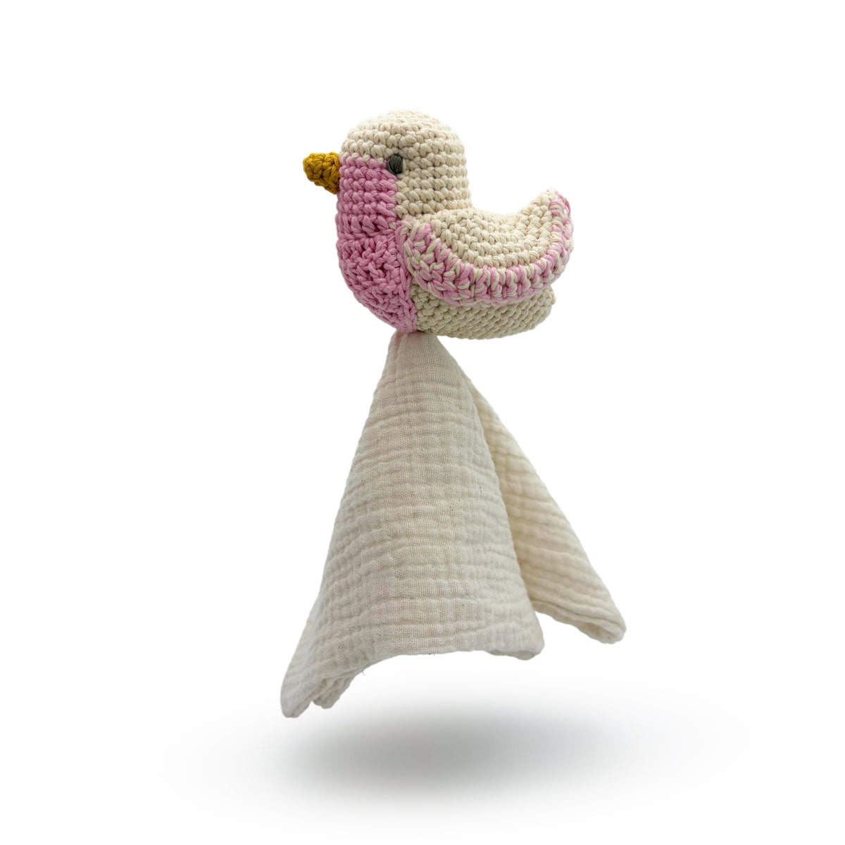 Doudou Mésange Rose en crochet 100% coton bio