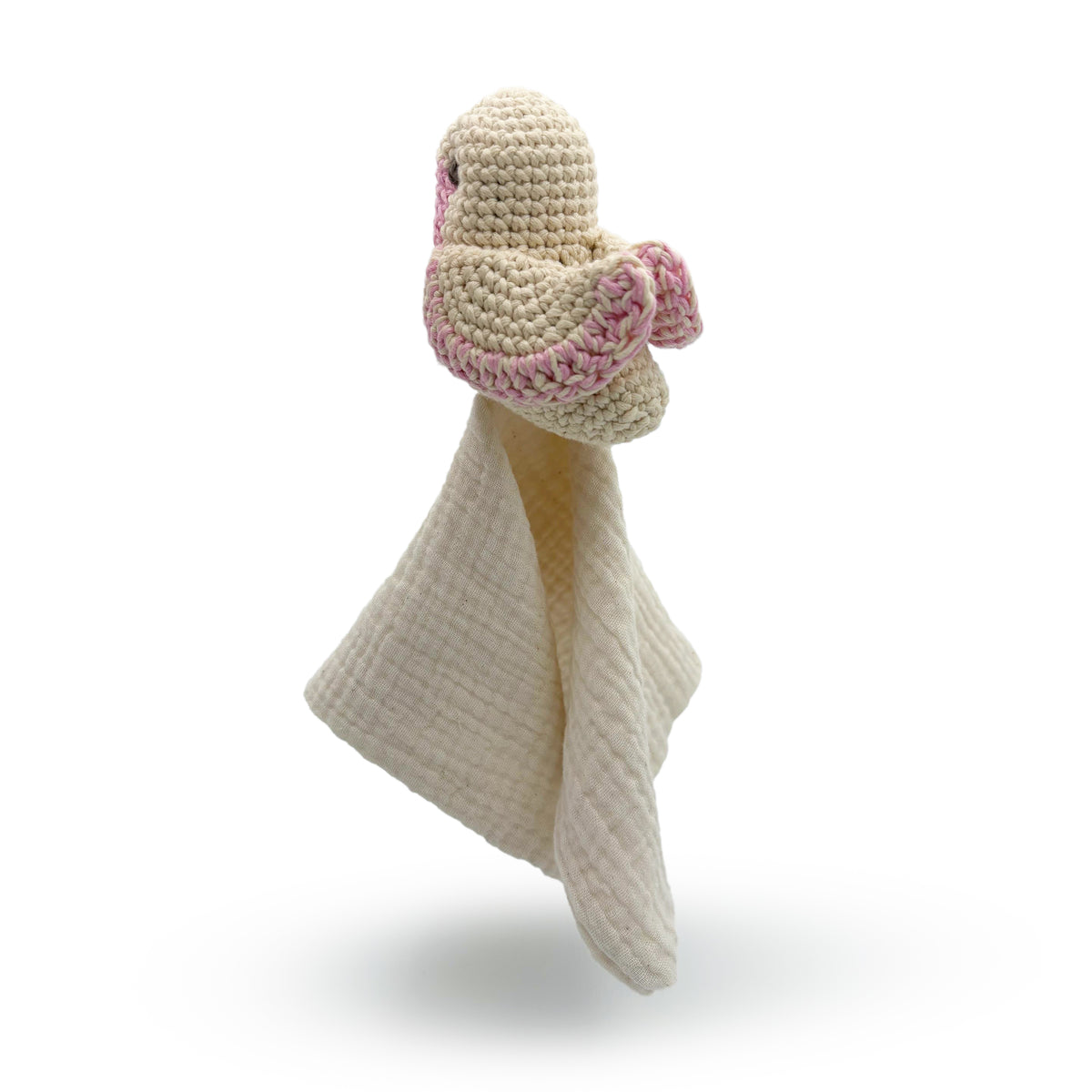 Doudou Mésange Rose en crochet 100% coton bio