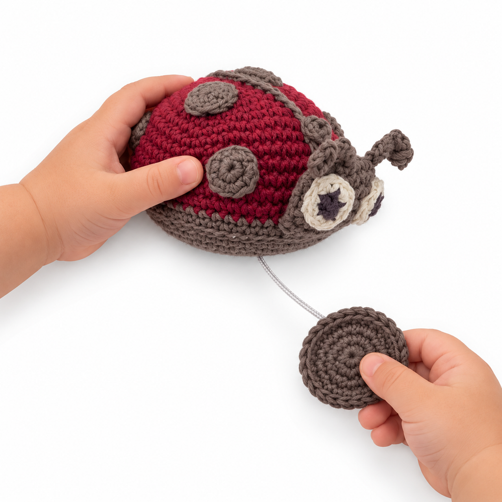 Jouet Apaisant Coccinelle Rouge en crochet 100% coton bio