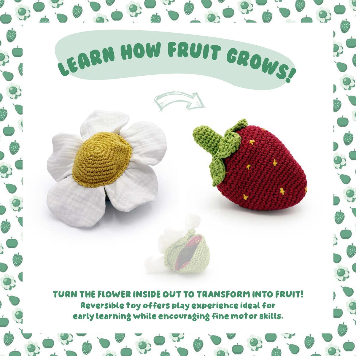 Strawberry Reversible Toy 100% organic cotton