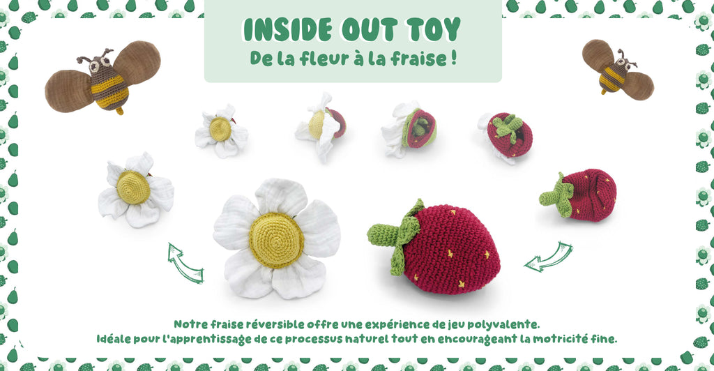 Strawberry Reversible Toy 100% organic cotton