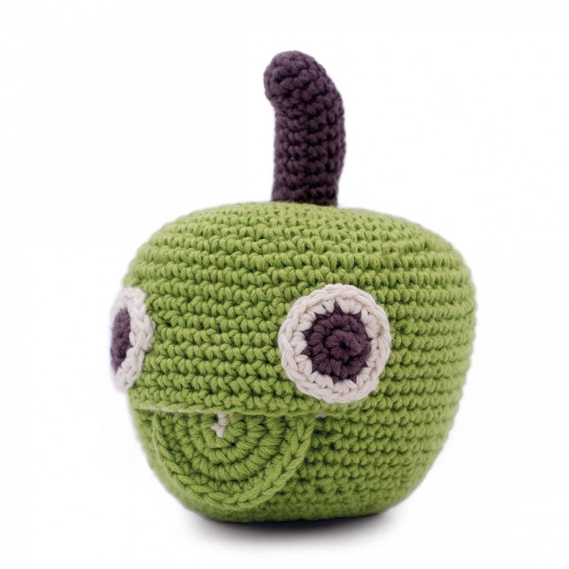 Hochet Pomme en crochet 100% coton bio