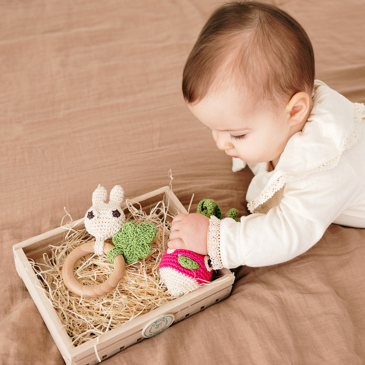 Radish Rattle 100% organic cotton